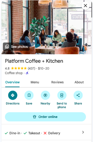 Example of an optimized 5-star Google Business Profile
